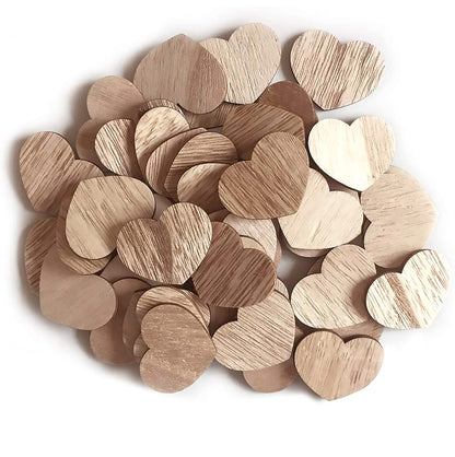 Wooden Hearts for Crafts - for Guest Book - Small Wooden Hearts - Wood Tokens - Cutout Hearts - Wood Hearts for Crafts 50 Pieces (Rustic Hearts)