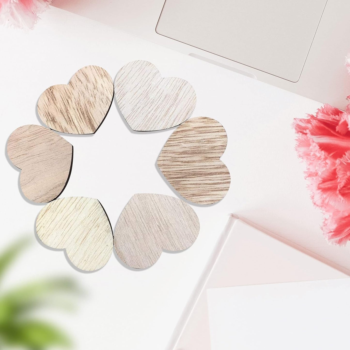 Wooden Hearts for Crafts - for Guest Book - Small Wooden Hearts - Wood Tokens - Cutout Hearts - Wood Hearts for Crafts 50 Pieces (Rustic Hearts)