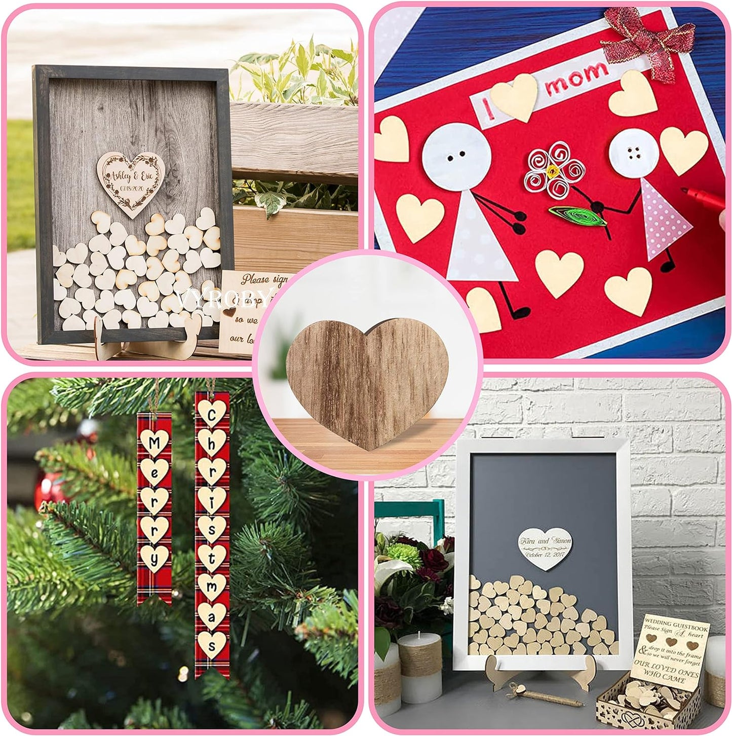 Wooden Hearts for Crafts - for Guest Book - Small Wooden Hearts - Wood Tokens - Cutout Hearts - Wood Hearts for Crafts 50 Pieces (Rustic Hearts)