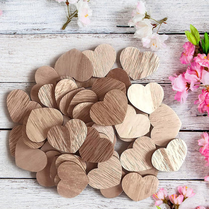 Wooden Hearts for Crafts - for Guest Book - Small Wooden Hearts - Wood Tokens - Cutout Hearts - Wood Hearts for Crafts 50 Pieces (Rustic Hearts)